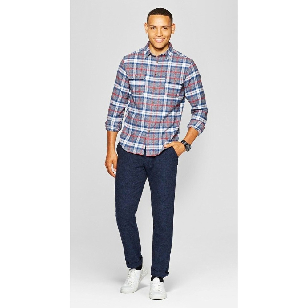 Goodfellow & Co Mens Plaid Flannel Cotton Button Up Shirt Long Sleeve S